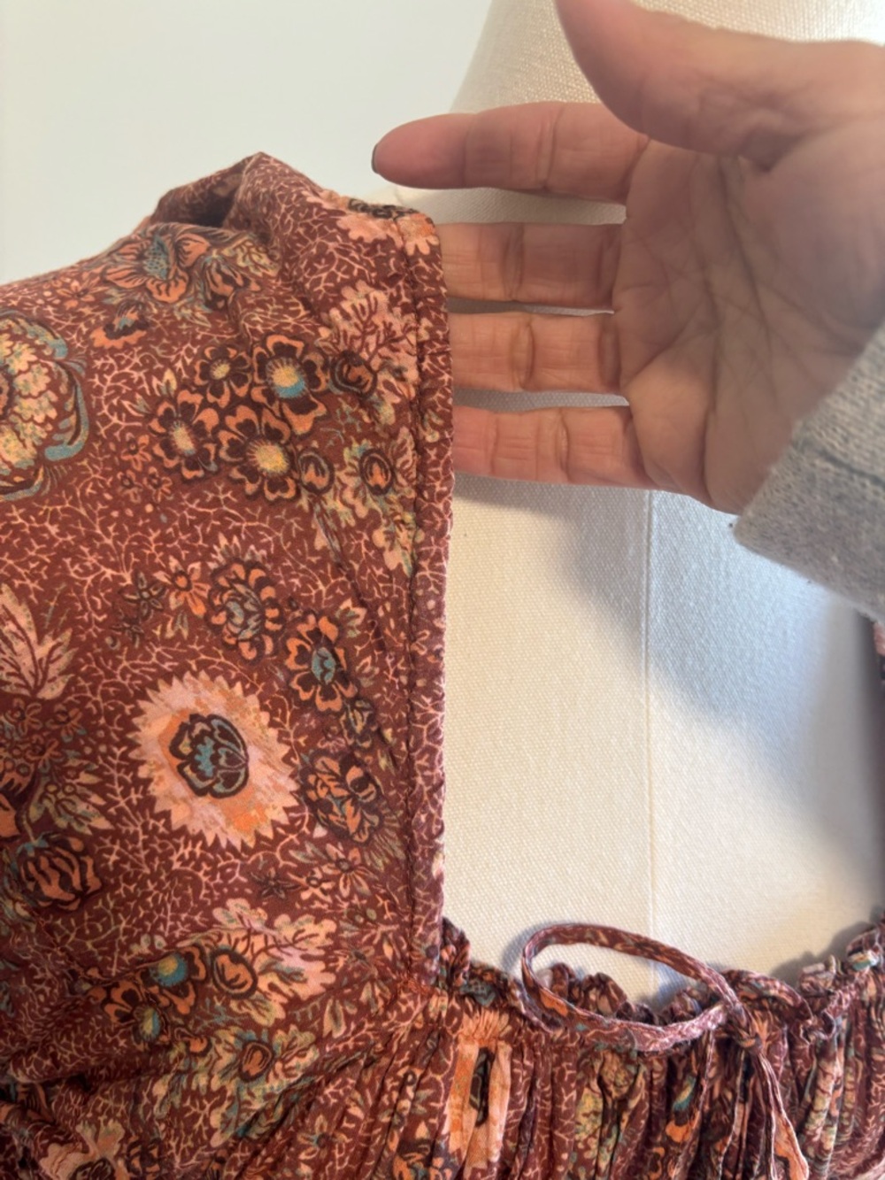 Ulla Johnson Rust & Cream Printed Smocked Waist Mini Dress Size Not Tagged RTR - Picture 7 of 8